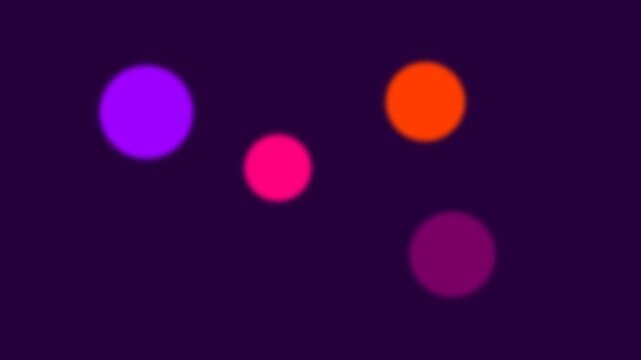 Abstract composition featuring four vibrant blurred circles on dark purple