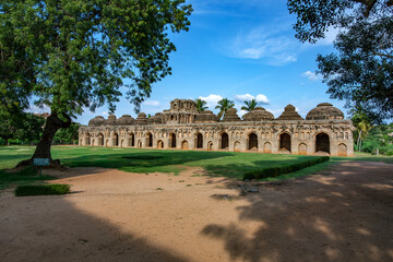 Fototapeta premium The Elephant stable at Hampi India. Built in Indo-Islamic style it was built in the 15th century and was used as a stable for state elephants of the Vijaynagar empire.