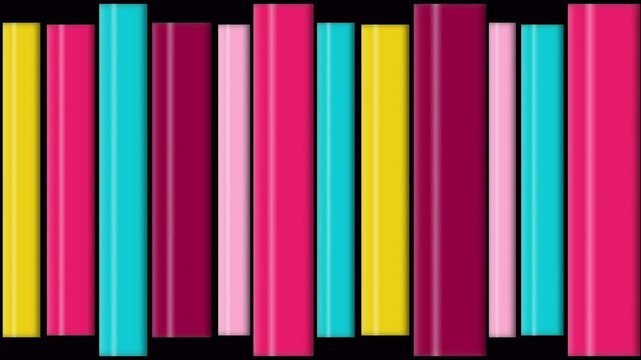 Vibrant rows of colorful vertical book spines arranged in a simple pattern