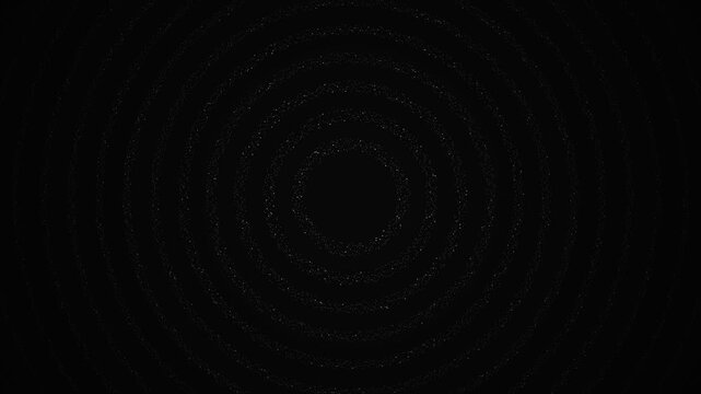 Minimalist white concentric circles glowing against a dark black background