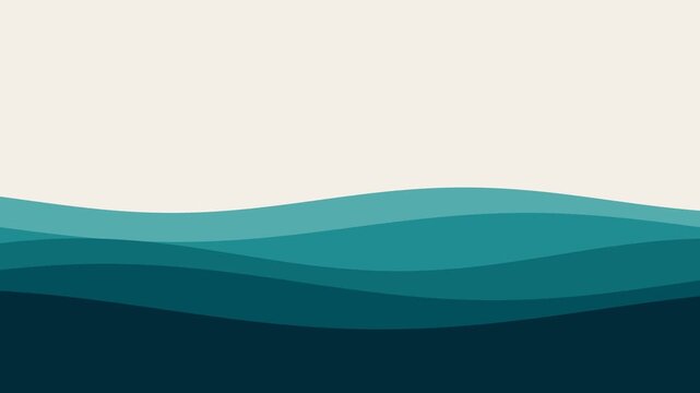 Minimalist abstract background featuring layered ocean waves in teal tones