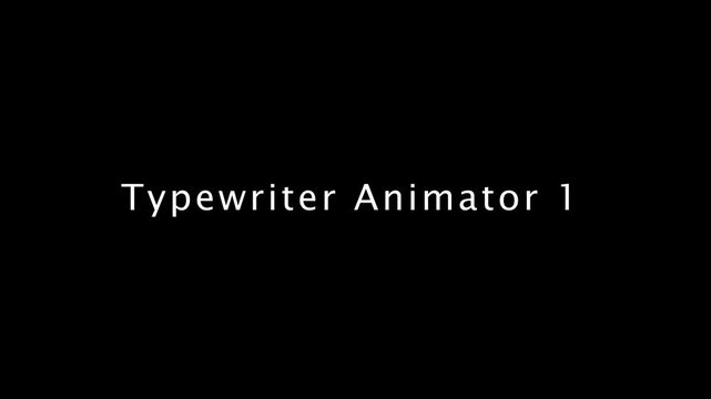 Minimalist black background with centered typewriter animator text in white serif font white text centered text