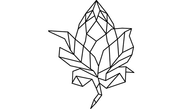 Geometric leaf design illustration white background.