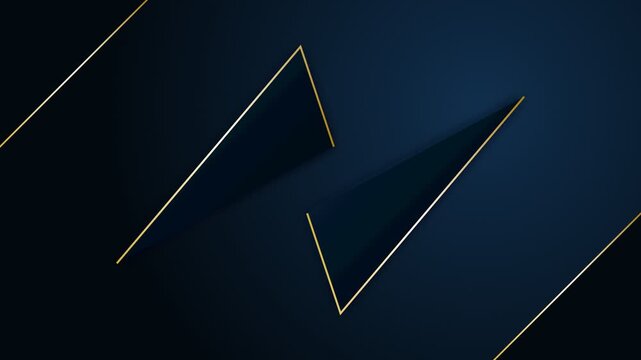 Abstract dark blue background with minimalist gold geometric triangle lines