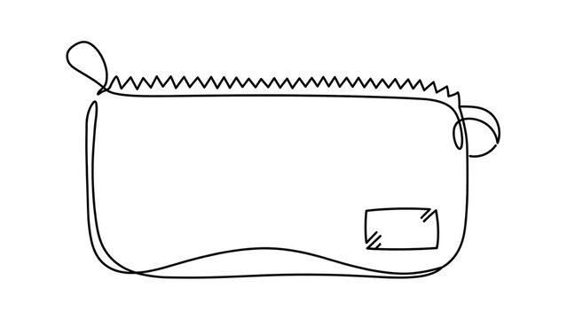 Hand drawn zipper pouch illustration white background.