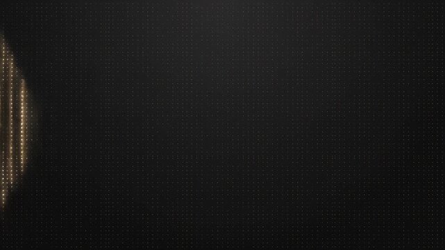 Minimalist warm gold dot matrix grid rippling rhythmically on black background, VJ loop
