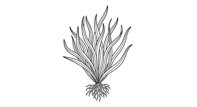 Black and white illustration of seaweed.