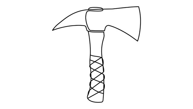 Hand drawn axe illustration on white background.