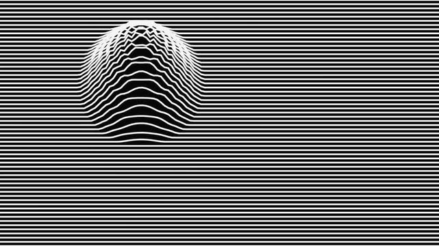 Abstract black and white background with a spherical wave distortion effect