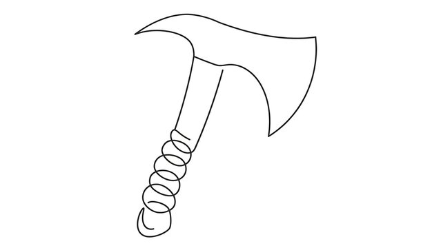 Hand drawn axe illustration on white background.