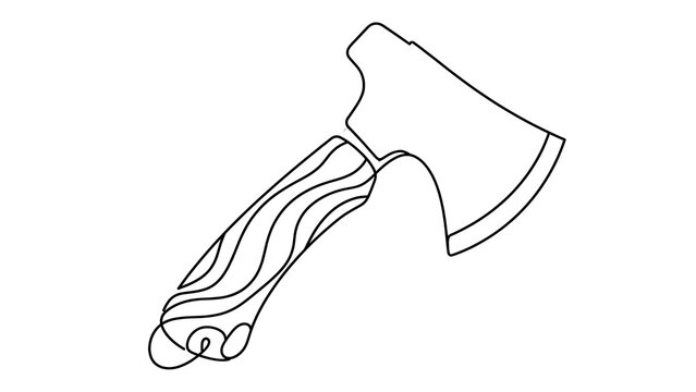 Hand drawn axe illustration on white background.
