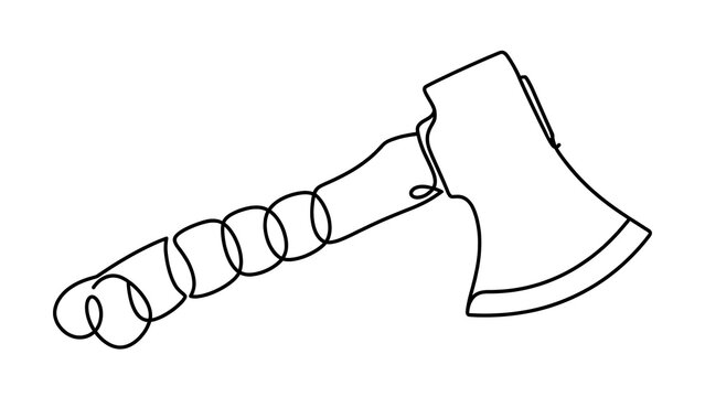 Hand drawn axe illustration on white background.