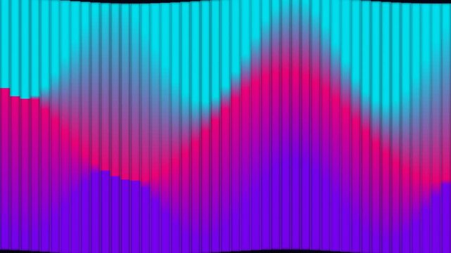Abstract digital pixel art featuring vibrant wavy layers of gradient color