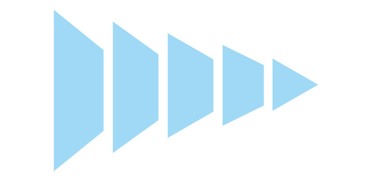 Abstract light blue gradient trapezoid shapes progressing towards a smaller triangle