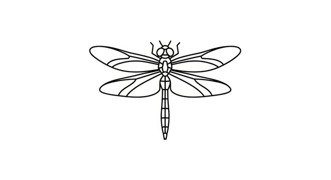 Dragonfly Insect Line Art Drawing.