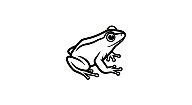 Frog illustration in black and white.