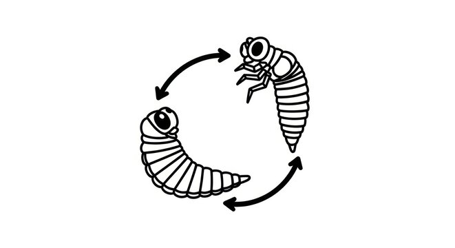 Larval stages of insect life cycle.