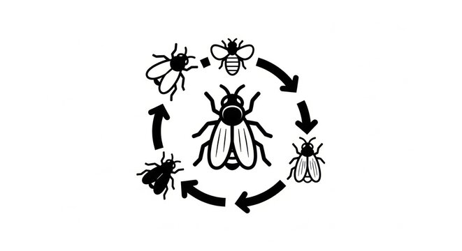 Life cycle of a bee stages.