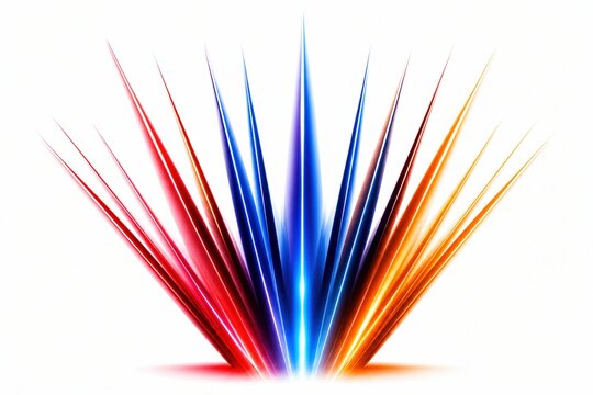 Abstract colorful light rays bursting out from the center on white