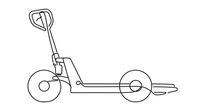 Hand pallet jack line drawing white background.