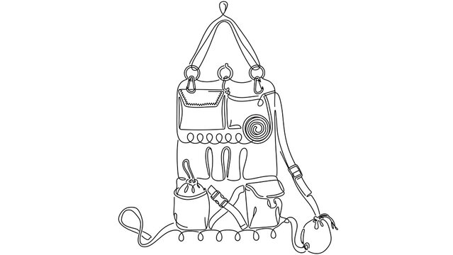 Handbag sketch illustration white background.