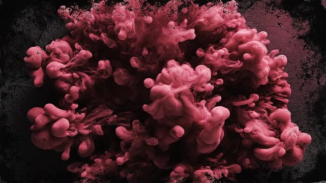 Abstract pink ink cloud swirling in dark textured background artistic fluid motion