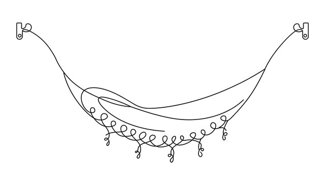 Hanging hammock with tassels white background.
