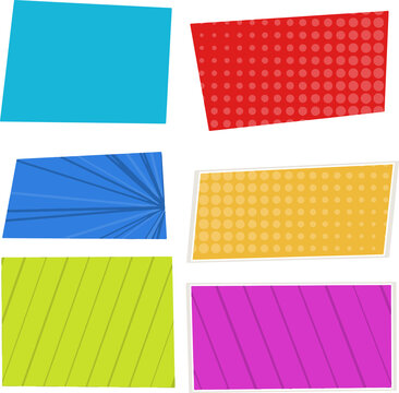 Set of colorful rectangular comic book style speech bubbles