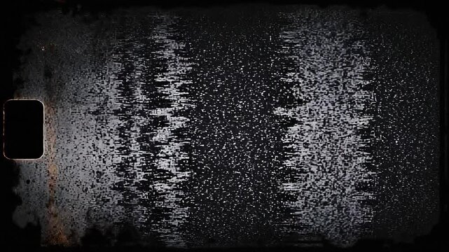 Old vintage film strip with black and white static noise and scratches background texture