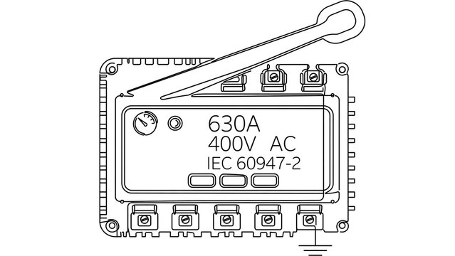 IEC 60947-2 circuit breaker white background.