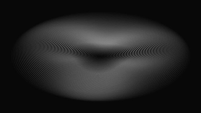 Abstract monochrome illustration featuring concentric rippling circular lines