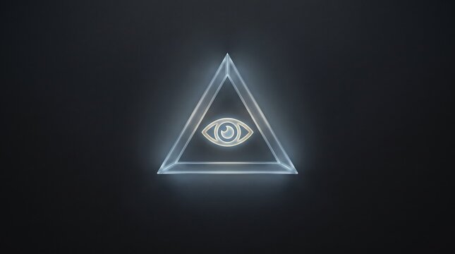 Glowing Eye of Providence symbol inside triangle on dark background