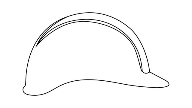 Hard hat outline illustration white background.