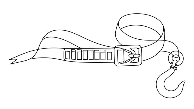 Illustration of a belt with hook on white background.