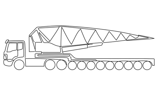 Heavy crane truck with lattice boom on white background.