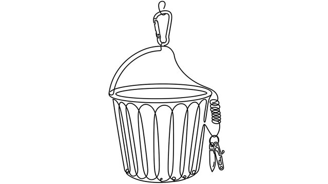 Illustration of a bucket with rope on white background.