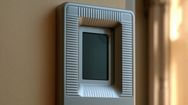 Extreme macro of the ridged guide surround of a biometric reader in a restrained editorial style with open space