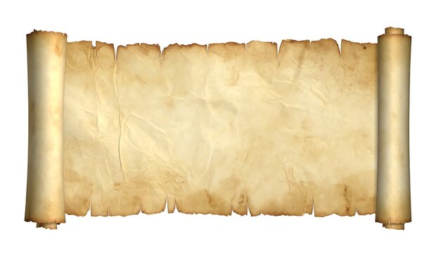 Vintage Ancient Paper Scroll Parchment Background with Rolled Edges for Old Documents and Manuscripts