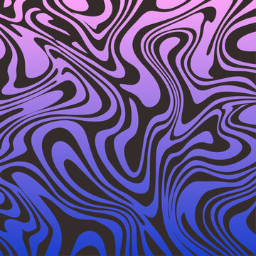 Abstract Psychedelic Wavy Liquid Marble Background With Purple And Blue Gradient Fluid Swirl Pattern