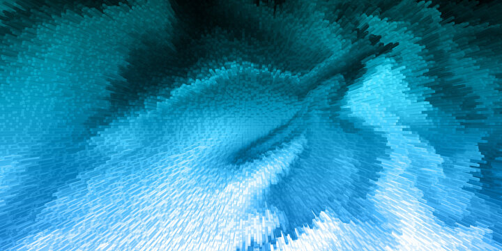 Abstract blue vortex background with dynamic pixelated wave effect