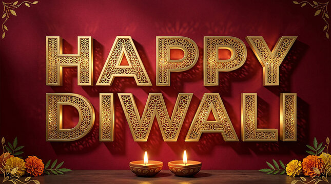 Festive Diwali Celebration with Traditional Oil Lamps and Bright Decorations