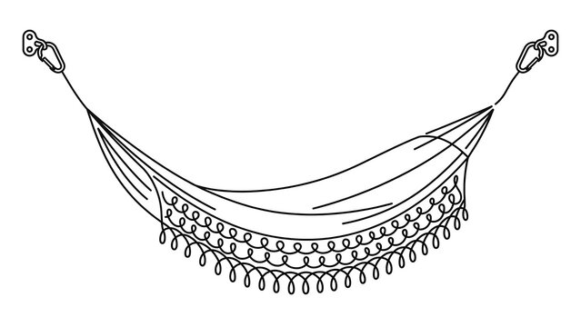 Illustrated hammock with fringe white background.