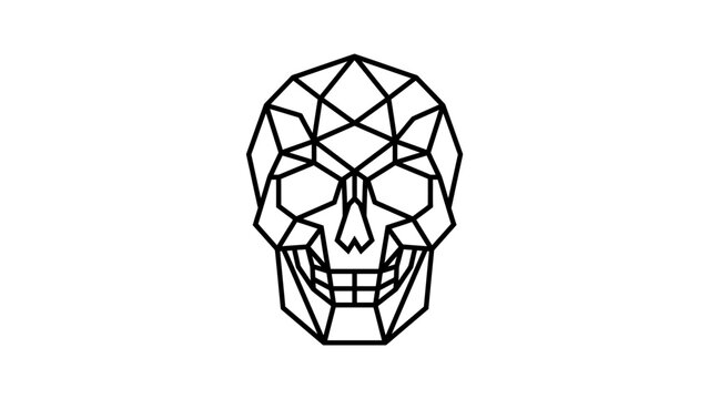 Geometric Skull Outline Icon On White Background