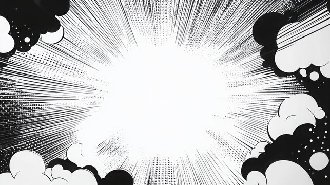 Halftone black and white comic book background