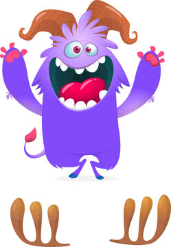 Cartoon Funny and Cute Monster creature with Scary Face Expression illustration for Halloween decoration or Package Design. Vector isolated on white