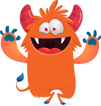 Cartoon Funny and Cute Monster creature with Scary Face Expression illustration for Halloween decoration or Package Design. Vector isolated on white