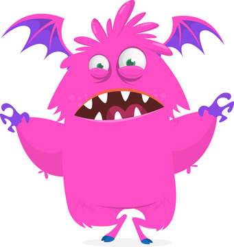 Cartoon Funny and Cute Monster creature with Scary Face Expression illustration for Halloween decoration or Package Design. Vector isolated on white