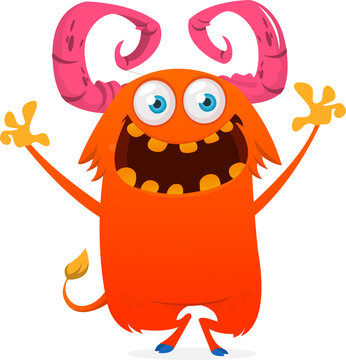Cartoon Funny and Cute Monster creature with Scary Face Expression illustration for Halloween decoration or Package Design. Vector isolated on white