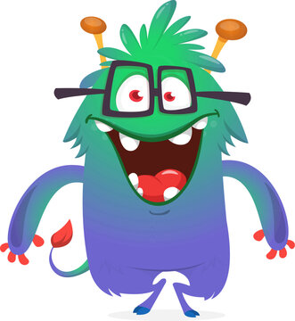 Cartoon Funny and Cute Monster creature with Scary Face Expression illustration for Halloween decoration or Package Design. Vector isolated on white