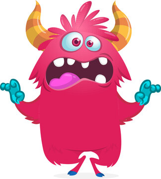 Cartoon Funny and Cute Monster creature with Scary Face Expression illustration for Halloween decoration or Package Design. Vector isolated on white
